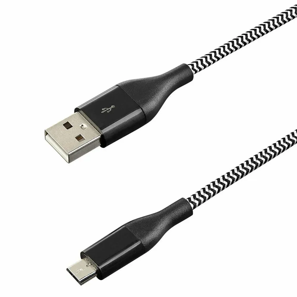 Lot Of 2 Blackweb 0.9 Meter Micro-usb Charge & Sync Cable Black Braided Cable